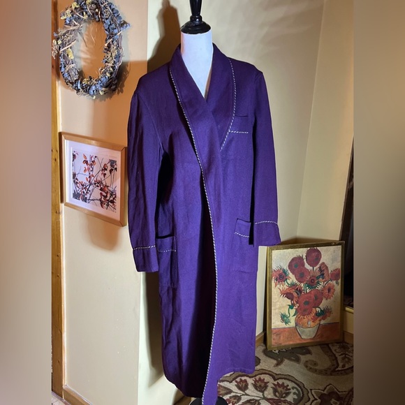 Vintage 40s PARKER WILDER Size OSFA Flannel Wool Belted Robe Smoking Jacket USA